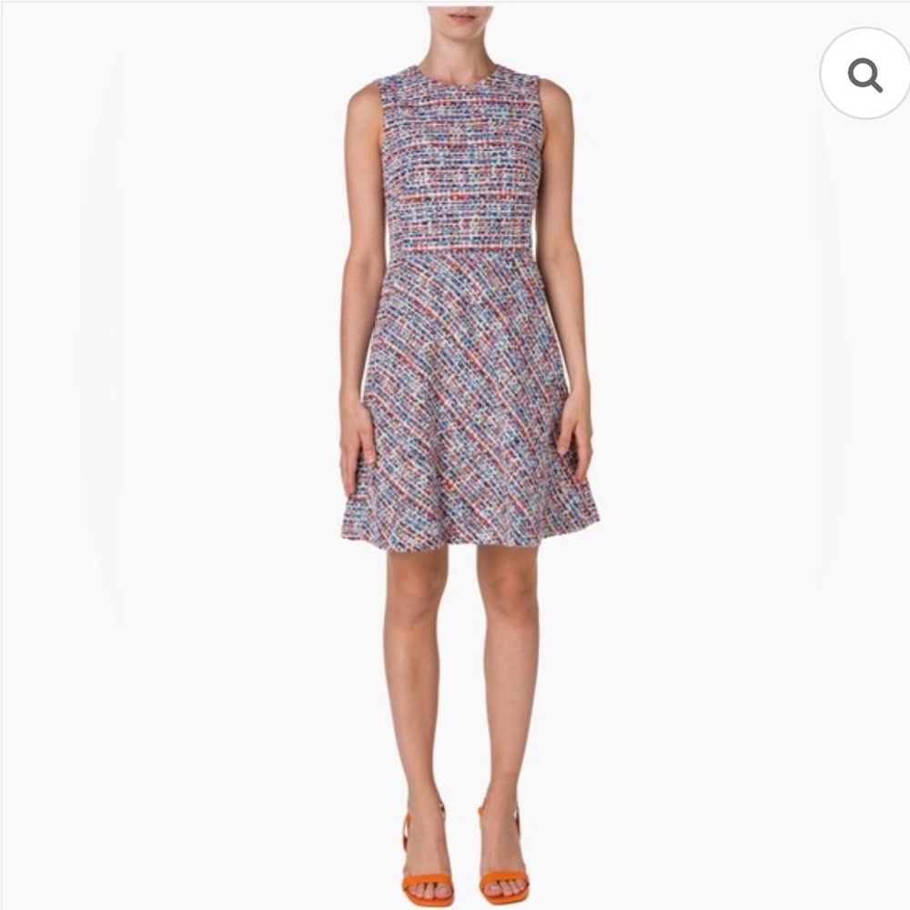 Akris Punto Sleeveless Tweed Dress Multicolor